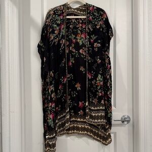 Floral Black Kimono Cardigan